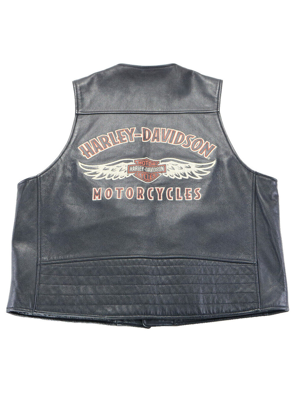 harley davidson vest XL black leather Hometown eagle wings snap pockets bar zip
